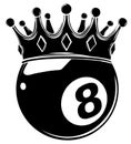 Eight Ball Pool Crown vector illustration design black silhouette Royalty Free Stock Photo