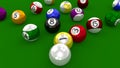 Eight Ball Pool Game - Balls Scattered After Break Shot Royalty Free Stock Photo