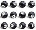 Eight Ball. Set of realistic 8 ball. Isolated on a white background. Vector illustration billiards Royalty Free Stock Photo