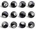 Eight Ball. Set of realistic 8 ball. Isolated on a white background. Vector illustration billiards Royalty Free Stock Photo