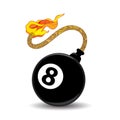 Eight billiard ball with a burning wick ready to explode Royalty Free Stock Photo