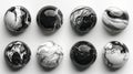 Eight Black and White Marble Spheres Royalty Free Stock Photo