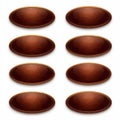 Eight Brown Wooden Oval Buttons Game UI Website Design Elements Royalty Free Stock Photo
