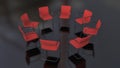 Eight chairs in circle and black floor Royalty Free Stock Photo