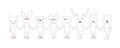 Eight children holding hands, with animal heads, isolated on white background Royalty Free Stock Photo