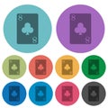 Eight of clubs card color darker flat icons