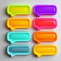 Eight colorful speech bubbles arranged on a plain background Royalty Free Stock Photo