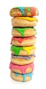 Eight colorful vertical donuts Royalty Free Stock Photo