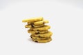 Eight Crispy Raisin Biscuits on a white background