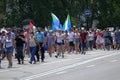 Khabarovsk. Russia. Russian Far East. July 18, 2020. People applaud protesters in support of the arrested governor of the Khabarov