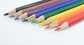 Eight Diagonal Rainbow Colored Pencils Royalty Free Stock Photo