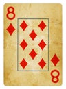 Eight of Diamonds Vintage playing card - isolated on white