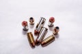 Eight different bullets, four 44spl and four 40 caliber