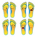 Eight blue-yellow feet foot smiley vector eps file