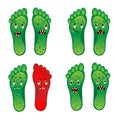 Eight zombie feet foot smiley vector eps file