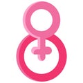 Eight with Femaile gender symbol icon, International Women`s Day related vector