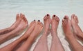 eight foot family of four relaxing in the Resort pool