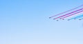 Eight French Dassault-Dornier Alpha trainer jets, using colored smoke French Dassault-Dornier Alpha trainer jets, using colored Royalty Free Stock Photo