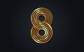 Eight of gold striped, infinity symbol or 8 logo design with elegant and luxury look, suit for business sign and company logo sign