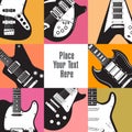 Eight guitars frame this white space Royalty Free Stock Photo