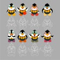 Types of emotions of the penguin character