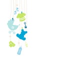 Eight Left Hanging Baby Icons Boy Blue And Green Royalty Free Stock Photo