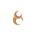 Eight 8 logo, abstract colored rings, infinity symbol Royalty Free Stock Photo