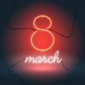 Eight march neon sign-01 Royalty Free Stock Photo