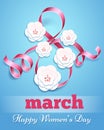 Eight march poster with paper flowers