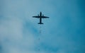 Army paratroopers jumping at air war action