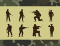 eight military soldiers silhouettes