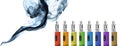 Eight multicolored electronic cigarettes