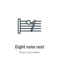 Eight note rest outline vector icon. Thin line black eight note rest icon, flat vector simple element illustration from editable