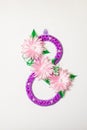 Eight number made of ribbons flowers