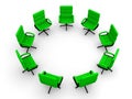 Eight office chairs in circle Royalty Free Stock Photo