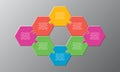 Eight pieces puzzle jigsaw hexagonal info graphic