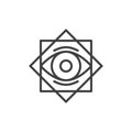 Eight pointed star with all seeing eye outline icon