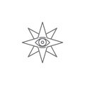 Eight pointed star with all seeing eye vector icon symbol isolated on white background Royalty Free Stock Photo