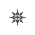 Eight pointed star with all seeing eye vector icon symbol isolated on white background Royalty Free Stock Photo