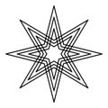 Eight-pointed star, an octagram with three symmetric offset lines Royalty Free Stock Photo