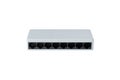 Eight port ethernet network switch isolated on white background used for wired internet networking, data distribution and local Royalty Free Stock Photo