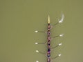 Eight rowing team boat aerial view