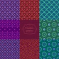 Eight seamless patterns with flowers and dots Royalty Free Stock Photo