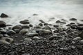 Eight-second exposure photograph at Kaimu Black-sand beach, Big Island, Hawaii, USA. Royalty Free Stock Photo