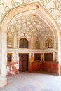 An eight-sided geometric pattern is inlaid into the ceiling of the ceremonial Drum House Naqqar Khana of the Red Fort in
