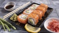 Eight slices of sushi for torrels and decoration Royalty Free Stock Photo