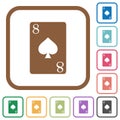 Eight of spades card simple icons