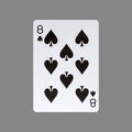 Eight of Spades. Isolated on a gray background. Gamble. Playing cards.