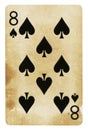 Eight of Spades Vintage playing card - isolated on white
