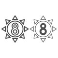 Eight in sun line and solid icon, 8 March concept, Sun symbol with eight number on white background, sunny woman day